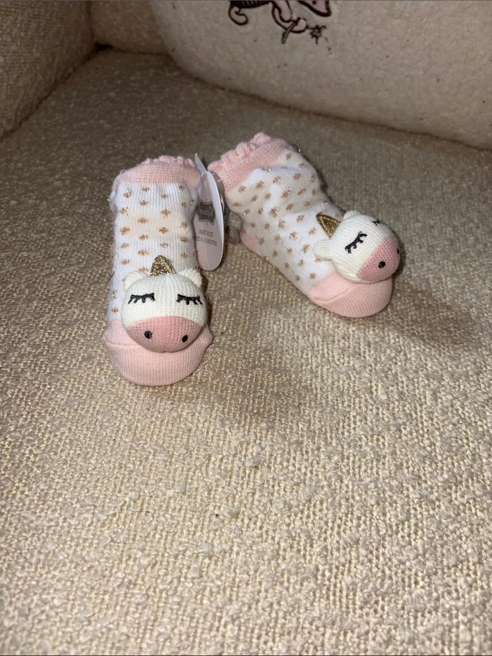 Unicorn Baby Socks - Pink and White mudpie